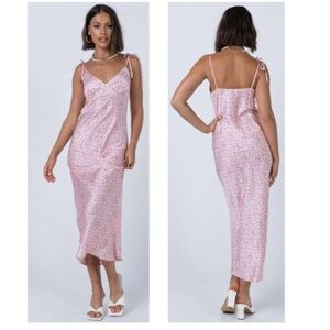 Princess Polly Slip Dress Pink Floral Fitted Midi Sleeveless The Veronica Sz 10
